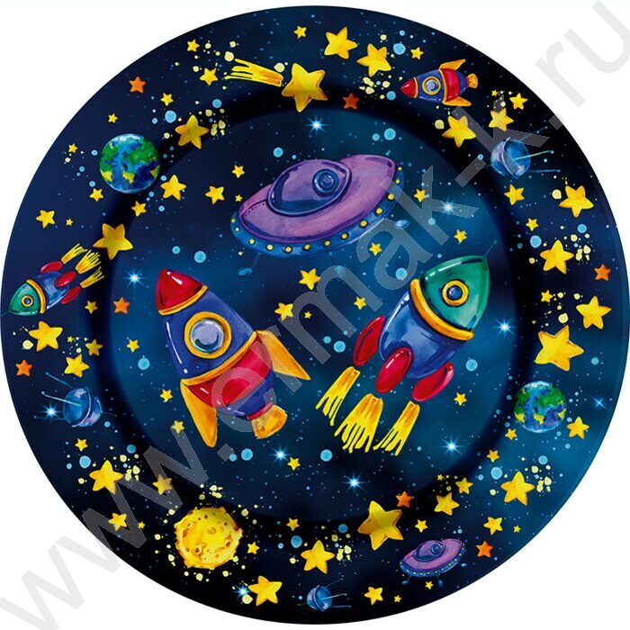 Тарелка бумажная 18см/6шт Космос | Фото 1