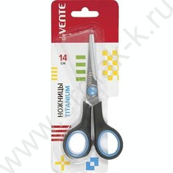 Ножницы 14см титан.лезвия, двухцветные прорезиненные кольца,картон.блистер индивидуальная маркир | Фото 2