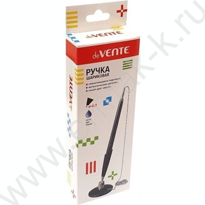 Ручка шар на подставке липучка 0,7мм синяя с металлической цепочкой /черный корпус | Фото 2