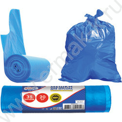 Мешки д/мусора ПНД 50*119 35л, 12мкм(синий) 20шт/рул. /тип дна -"звезда" | Фото 1