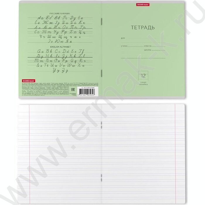 Тетрадь  12л линейка узкая "Классика" зеленый | Фото 2