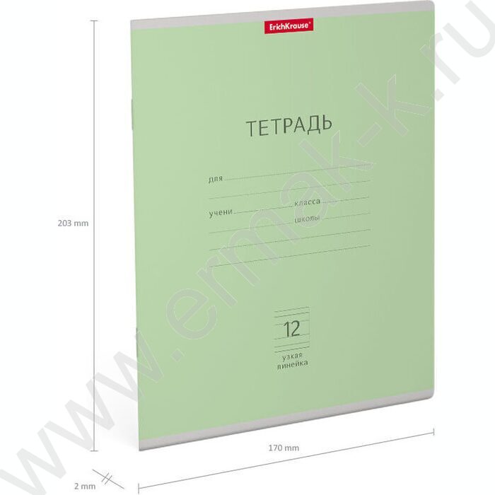 Тетрадь  12л линейка узкая "Классика" зеленый | Фото 4