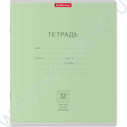 Тетрадь  12л линейка косая частая "Классика" зеленый | Фото 1