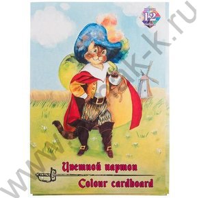 Картон цв. мелов. А4 12л/12цв Кот в сапогах