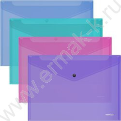 Папка-конверт на кнопке А4 Glossy Vivid полупрозрач. /ассорти | Фото 1