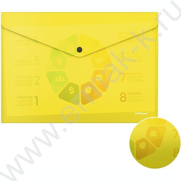 Папка-конверт на кнопке А4 Glossy Neon п/прозрач. ассорти | Фото 2