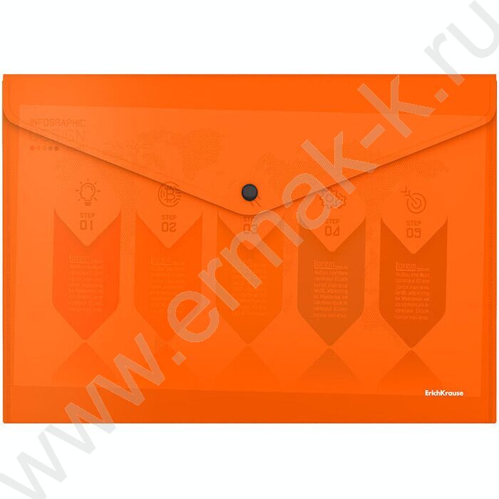 Папка-конверт на кнопке А4 Glossy Neon п/прозрач. ассорти | Фото 4