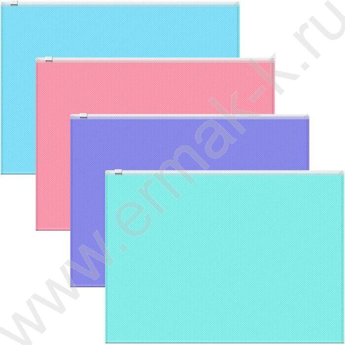 Папка-конверт на молнии А4 Zip Fizzy Pastel ассорти | Фото 1
