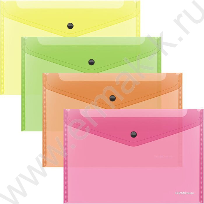 Папка-конверт на кнопке B5 Glossy Neon полупрозрач. /ассорти | Фото 1