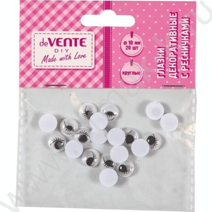 Глазки декоративные с ресничками, круглые, 1см 20шт /блистер | Фото 1